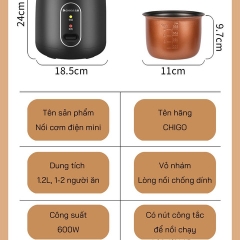 NỒI CƠM ĐIỆN MINI CHỐNG DÍNH ĐỦ 1-2 NGƯỜI ĂN
