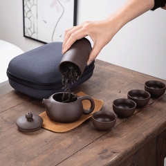 BỘ ẤM TRÀ KÈM TÚI XÁCH DU LỊCH TÁCH PHA CHÈ GỐM ĐẸP BỘ QUÀ TẶNG BÌNH CHÀ ĐẤT NUNG TỬ SA CAO CẤP - PHƯƠNG THỦY MART