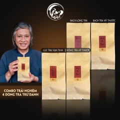 COMBO TỨ ĐẠI DANH TRÀ CỔ THỤ - HỒNG TRÀ, LỤC TRÀ, BẠCH TRÀ, BẠCH LONG TRÀ TÂM ĐẠO QUÁN 4 GÓI 40G