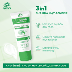 SỮA RỬA MẶT ACNEVIR SANTAFA CHIẾT XUẤT KEO ONG XANH THIÊN NHIÊN, AN TOÀN, DÀNH CHO MỌI LOẠI DA 100GR - SANTAFA