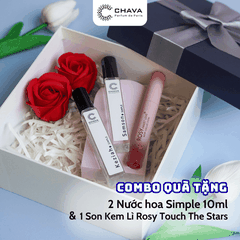 COMBO QUÀ TẶNG] 1 SON KEM LÌ ROSY TOUCH THE STARS + 2 NƯỚC HOA SIMPLE 10ML - CHAVA