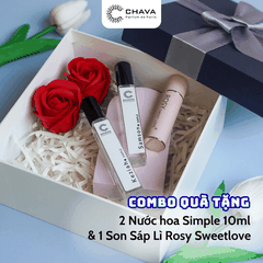 COMBO QUÀ TẶNG] 1 SON SÁP LÌ ROSY SWEETLOVE + 2 NƯỚC HOA SIMPLE 10ML - CHAVA
