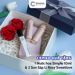 COMBO QUÀ TẶNG] 2 SON SÁP LÌ ROSY SWEETLOVE + 1 NƯỚC HOA SIMPLE 10ML - CHAVA