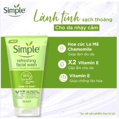 SỮA RỬA MẶT SIMPLE 150ML LÀNH TÍNH DỊU NHẸ CHO DA NHẠY CẢM/DA DẦU MỤN - GDN