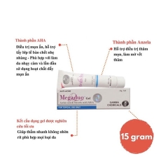 MEGADUO GEL GAMMA CHEMICALS, GEL GIẢM MỤN ẨN VÀ THÂM, GIẢM MỤN ĐẦU ĐEN 15G - GDN