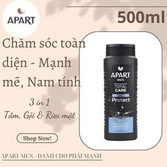 GEL TẮM NAM DƯỠNG ẨM, BẢO VỆ DA 3 TRONG 1 500ML- APART MEN