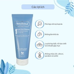 SỮA RỬA MẶT GIẢM MỤN ĐẦU ĐEN, ĐẦU TRẮNG DÀNH CHO DA NHẠY CẢM ACNE FACE CLEANSER- TEENILICIOUS TUÝP 60G
