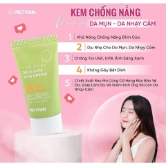 KEM CHỐNG NẮNG PHỔ RỘNG RAU MÁ PRETTYSKIN 50ML SPF50+ DƯỠNG ẨM CHỐNG NẮNG AD584