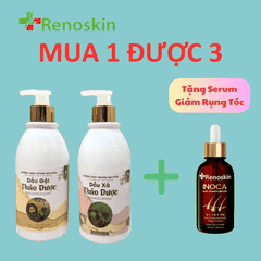 COMBO GỘI XẢ DƯỠNG SINH TẶNG SERUM GIẢM RỤNG TÓC INOCA RENOSKIN