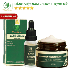BỘ TRẮNG DA, SẠCH MỤN WONMOM ( 1 KEM CẤP ẨM + 1 SERUMM MỤN )