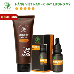 BỘ DƯỠNG DA MẶT ORGANIC, LÀM SẠCH DA, NGĂN NGỪA MỤN, TRẮNG SÁNG DA MẶT WONMOM (1 SỮA RỬA MẶT + 1 SERUM VITAMIN C)