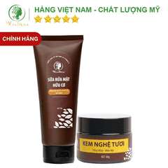 COMBO CHĂM SÓC DA MẶT SÁNG KHỎE VÀ TRẮNG MỊN MÀNG WONMOM (SỮA RỬA MẶT HỮU CƠ + KEM NGHỆ TƯƠI)