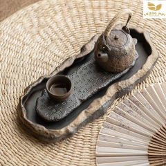 KHAY TRÀ GỐM CỔ MẠ VÀNG SƯƠNG MAI