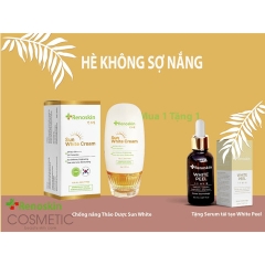 MUA 1 TẶNG 1] COMBO HÈ KHÔNG SỢ NẮNG - KEM CHỐNG NẮNG THẢO DƯỢC SUN WHITE CREAM KOREA 50G