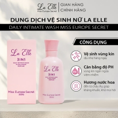 DUNG DỊCH VỆ SINH PHỤ NỮ LA ELLE 3IN1 HƯƠNG THƠM DỊU NHẸ DÒNG CAO CẤP 350G CHIẾT XUẤT TỰ NHIÊN BẰNG CÔNG NGHỆ EU-NANO HỖ TRỢ LÀM SẠCH, DƯỠNG ẨM, KHỬ MÙI, CÂN BẰNG PH