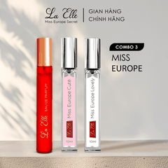 COMBO 3 CHAI 10ML] NƯỚC HOA NỮ LA ELLE EAU DE PARFUM MISS EUROPE CUTE - LOVELY - SECRET HƯƠNG THƠM TINH TẾ, SANG TRỌNG