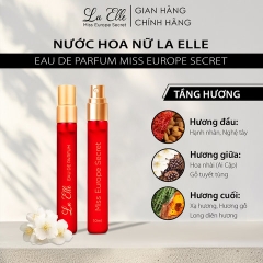 COMBO 3 CHAI 10ML] NƯỚC HOA NỮ LA ELLE EAU DE PARFUM MISS EUROPE CUTE - LOVELY - SECRET HƯƠNG THƠM TINH TẾ, SANG TRỌNG