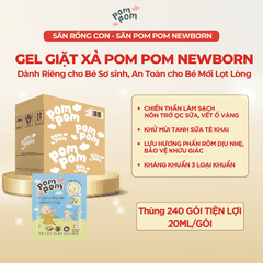 THÙNG 240 GÓI] GEL GIẶT XẢ NEWBORN DÀNH CHO BÉ SƠ SINH (0 - 12 THÁNG)- GÓI DÙNG THỬ 20ML - POM POM