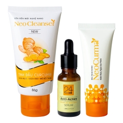 LIỆU TRÌNH GIẢM MỤN CẤP TỐC 24H: SỮA RỬA MẶT, GEL CHẤM MỤN, SERUM KHÔ MỤN 24H NEOSKIN LÀM SẠCH, KHÔ VẾT MỤN, MỜ THÂM