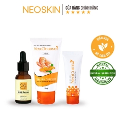 LIỆU TRÌNH GIẢM MỤN CẤP TỐC 24H: SỮA RỬA MẶT, GEL CHẤM MỤN, SERUM KHÔ MỤN 24H NEOSKIN LÀM SẠCH, KHÔ VẾT MỤN, MỜ THÂM