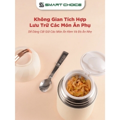 BÌNH Ủ CHÁO GIỮ NHIỆT INOX 304 1050ML TẶNG KÈM MUỖNG SMARTCHOICE SCG-PK016-SMARTCHOICE