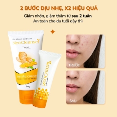 COMBO DƯỠNG DA NGỪA MỤN MỜ THÂM: SỮA RỬA MẶT, GEL CHẤM MỤN NANO NGHỆ CURCUMIN NEOSKIN AN TOÀN, LÀNH TÍNH