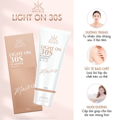 TẮM TRẮNG LIGHT ON 30S MAIRIS TRẦN NGỌC PHƯƠNG MAI - TRẮNG DA AN TOÀN VỚI GLUTATHIONE VÀ TẨY TẾ BÀO CHẾT 2 IN 1, MỀM MỊN