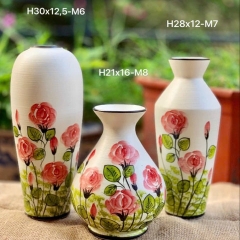 BỘ 3 BÌNH GỐM VẼ HOA BÁT TRÀNG LÀM QUÀ TẶNG,