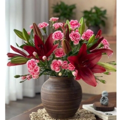 BÌNH CẮM HOA DÁNG ĐU ĐỦ, CHẤT LIỆU GỐM SỨ BÁT