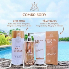 COMBO TẮM Ủ TRẮNG 30S LIGHT ON VÀ BODY TRUYỀN TRẮNG 3 DAYS MAIRIS - TẨY TẾ BÀO CHẾT, DƯỠNG TRẮNG MỊN, CHỐNG NẮNG- MAIRIS