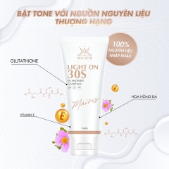 COMBO TẮM Ủ TRẮNG 30S LIGHT ON VÀ BODY TRUYỀN TRẮNG 3 DAYS MAIRIS - TẨY TẾ BÀO CHẾT, DƯỠNG TRẮNG MỊN, CHỐNG NẮNG- MAIRIS