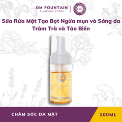 SỮA RỬA MẶT TẠO BỌT NGỪA MỤN VÀ SÁNG DA TRÀM TRÀ VÀ TẢO BIỂN FOAMING FACIAL CLEANSER 100ML - OM FOUNTAIN