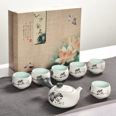 BỘ ẤM PHA TRÀ ĐỊNH CHÂU HOA SEN - SƯƠNG MAI