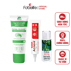 COMBO TRỊ MỤN SỮA RỬA MẶT 100G + KEM MỤN ĐỎ 15G + KEM TRỊ THÂM 15G - FOBELIFE