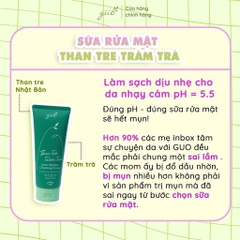 [100GR] SỮA RỬA MẶT THAN TRE TRÀM TRÀ KIỀM DẦU 8 TIẾNG, NGỪA MỤN, KHÔNG KHÔ DA - GUO
