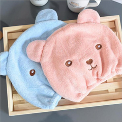 MŨ TRÙM ĐẦU Ủ TÓC HÌNH GẤU SIÊU TIỆN ÍCH, KHĂN LÀM KHÔ TÓC DẠNG MŨ ĐA NĂNG - DMASTORE