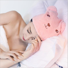 MŨ TRÙM ĐẦU Ủ TÓC HÌNH GẤU SIÊU TIỆN ÍCH, KHĂN LÀM KHÔ TÓC DẠNG MŨ ĐA NĂNG - DMASTORE