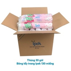 [ TẶNG THÊM 3 GÓI CÙNG LOẠI ] THÙNG 30 GÓI BÔNG TẨY TRANG SIÊU MỀM MỊN 100+30 MIẾNG - IPEK