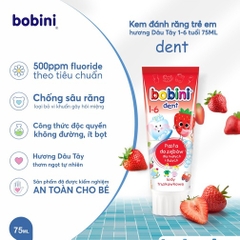 KEM ĐÁNH RĂNG TRẺ EM HƯƠNG KEM DÂU 1-6 TUỔI 75ML- BOBINI