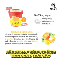 KEM DƯỠNG TRẮNG BODY HASI WHITENING YOGURT LOTION UV30 - CHIẾT XUẤT YAUA VÀ TRÁI CÂY
