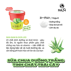 KEM DƯỠNG TRẮNG BODY HASI WHITENING YOGURT LOTION UV30 - CHIẾT XUẤT YAUA VÀ TRÁI CÂY