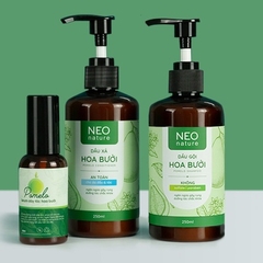 BỘ BA (GỘI + XẢ + SERUM) GIẢM RỤNG HỖ TRỢ MỌC TÓC GỒM DẦU GỘI HOA BƯỞI (250ML) & DẦU XẢ HOA BƯỞI NEO NATURE (250ML) & SERUM HOA BƯỞI 50ML- NEONATURE