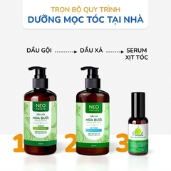 BỘ BA (GỘI + XẢ + SERUM) GIẢM RỤNG HỖ TRỢ MỌC TÓC GỒM DẦU GỘI HOA BƯỞI (250ML) & DẦU XẢ HOA BƯỞI NEO NATURE (250ML) & SERUM HOA BƯỞI 50ML- NEONATURE