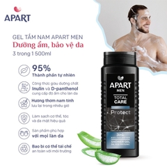 GEL TẮM NAM DƯỠNG ẨM, BẢO VỆ DA 3 TRONG 1 500ML- APART MEN