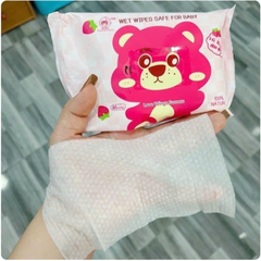 1 THÙNG 10 GÓI KHĂN ƯỚT GẤU DÂU