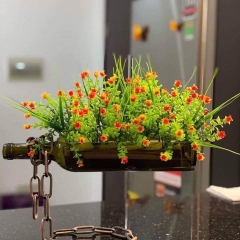 BÌNH HOA, LỌ HOA THỦY TINH HÌNH CHAI KÈM DÂY XÍCH, LỌ HOA BAY TRANG TRÍ, DECOR ĐỘC ĐÁO