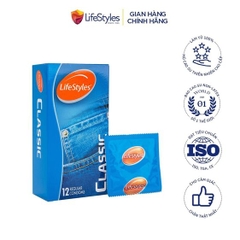 COMBO BAO CAO SU CLASSIC ÔM SÁT CAO CẤP (12 BAO/HỘP) + GEL BÔI TRƠN TINH CHẤT LÔ HỘI ALOE 50ML - LIFESTYLES