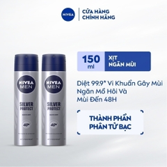 Xịt Ngăn Mùi NIVEA MEN Silver Protect Phân Tử Bạc Ngăn Khuẩn Gây Mùi Vượt Trội (150 ml) - 82959