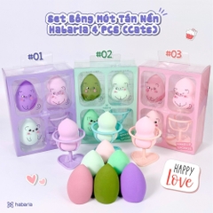 HABARIA - sét 4 bông mút trang điểm-TQ