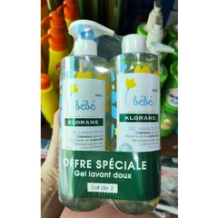 Combo 2 chai sữa tắm gội Klorane bebe của Pháp cho bé 500ml / 1 chai